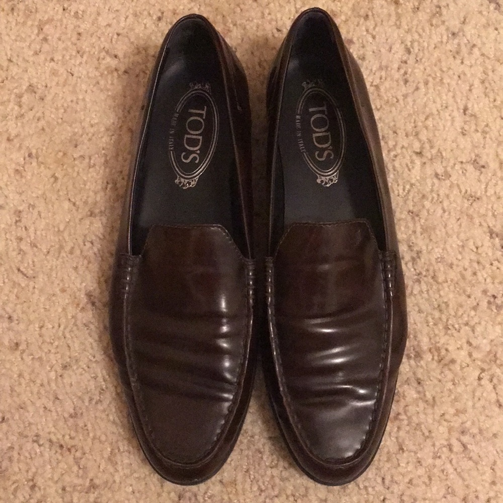 Tod’s Driving Shoes Dark Brown Leather Women 39